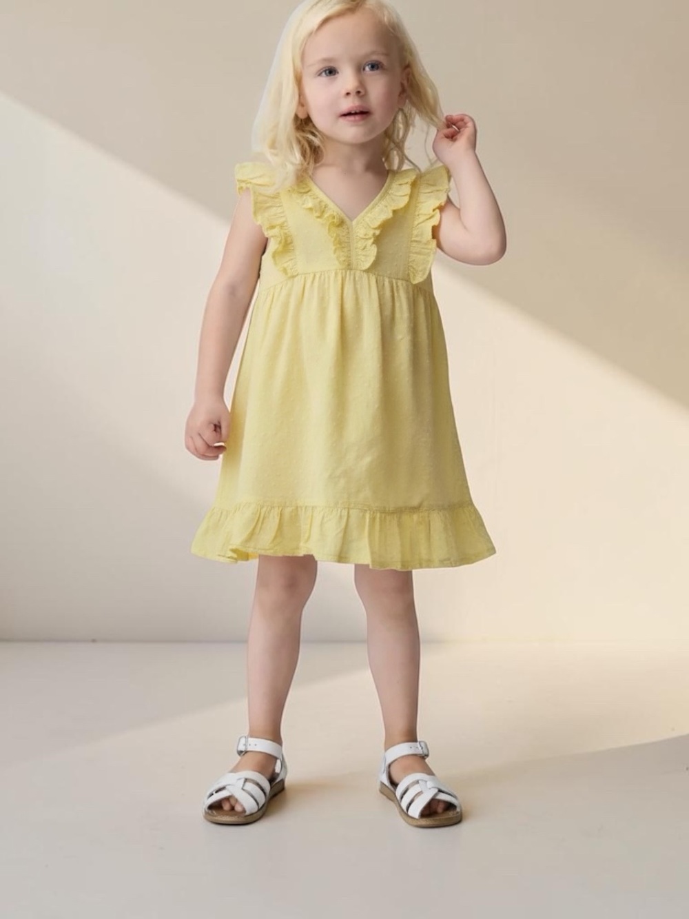 Penelope Mack Girls' Yellow Ruffle Summer Dress Sz 3T